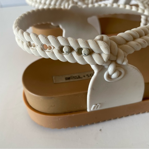 Melissa + Salinas Cosmic Sandals in White and Natural Size US 5 - Picture 9 of 14